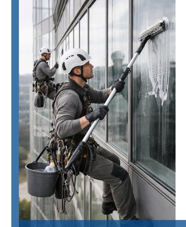 Высотная мойка сплошного остекления с выездом в Волгограде