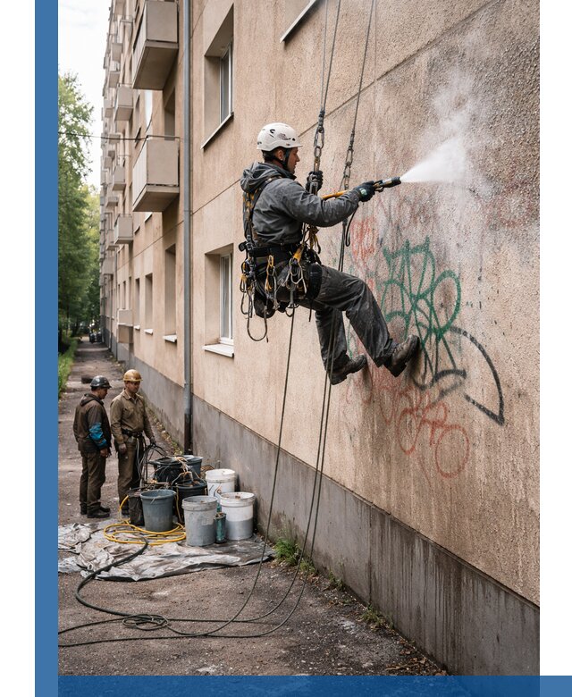 Удаление граффити с фасада в Волгограде без следов и повреждений