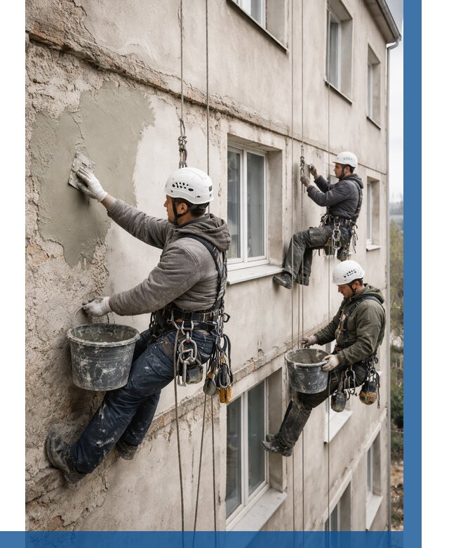 Ремонт штукатурного фасада в Волгограде от 779 р. под ключ | ВЫСОТНИК-Влг