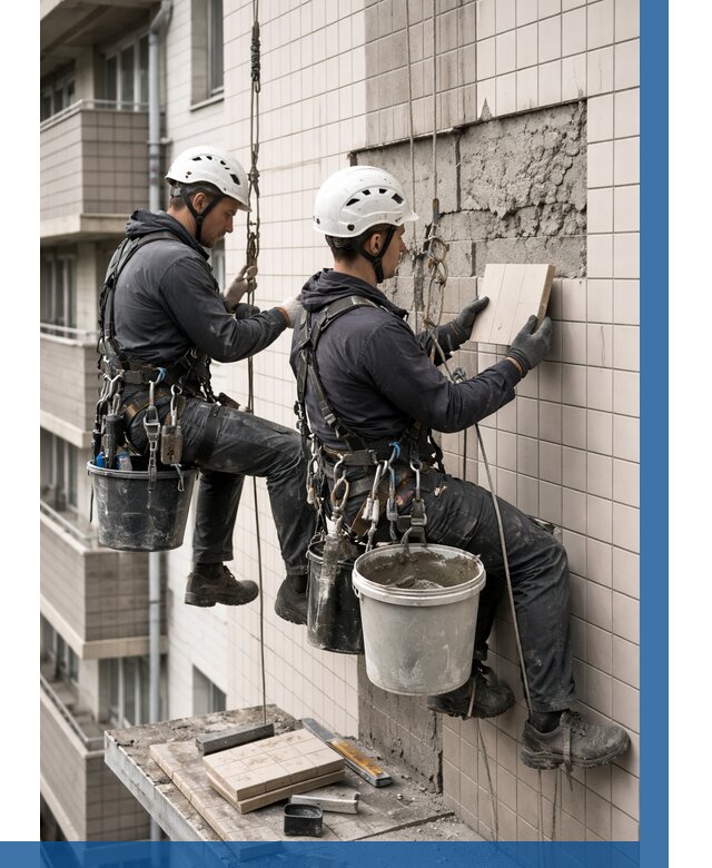 Ремонт облицовки фасада плиткой в Волгограде от 1870 р. | ВЫСОТНИК-Влг