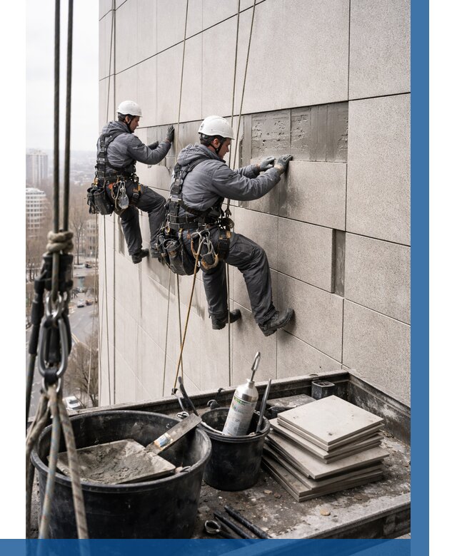 Ремонт фасада из керамогранита в Волгограде от 2598 р. | ВЫСОТНИК-Влг