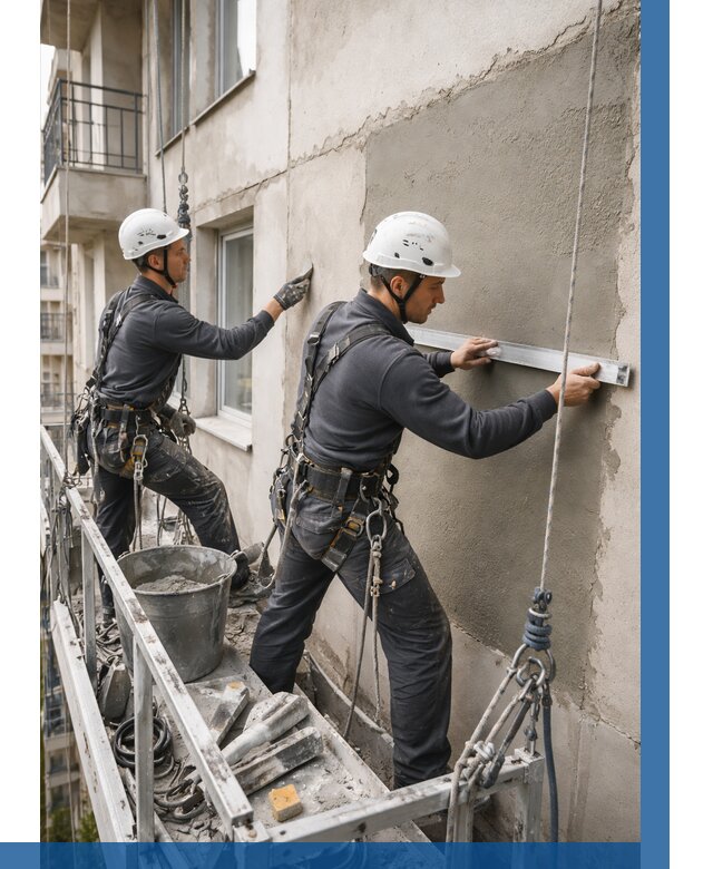 Штукатурка фасада на высоте в Волгограде от 935 р. | ВЫСОТНИК-Влг