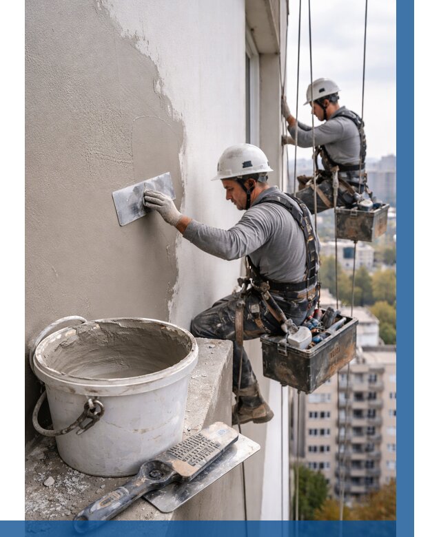 Шпаклевка фасада на высоте в Волгограде от 727 р. | ВЫСОТНИК-Влг