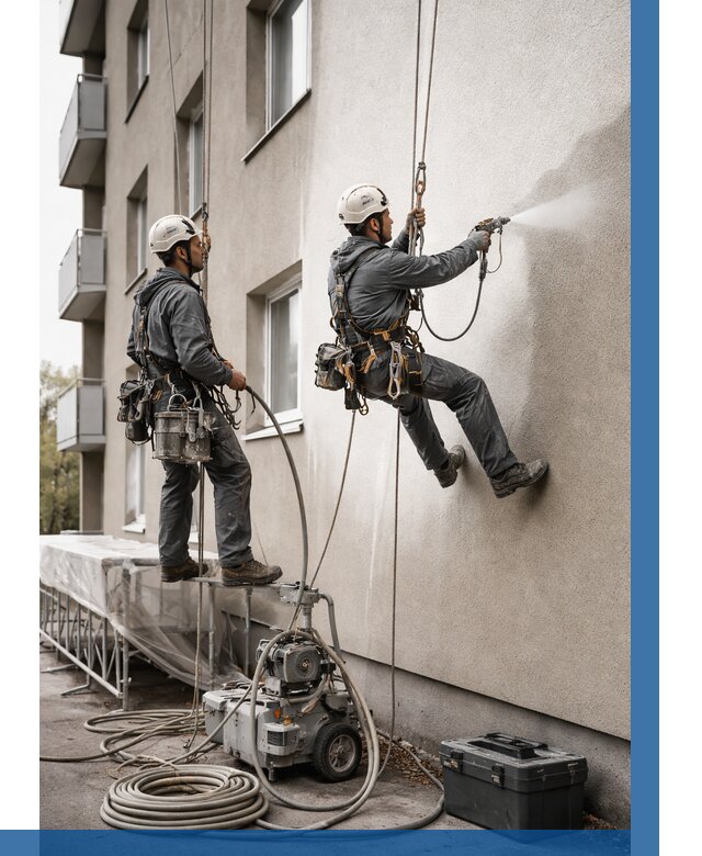 Безвоздушная покраска фасада в Волгограде от 229 р/м² | ВЫСОТНИК-Влг