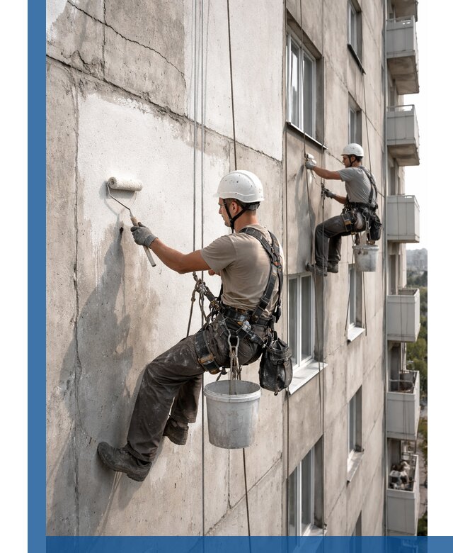 Покраска бетонного фасада в Волгограде для жилых и промышленных объектов