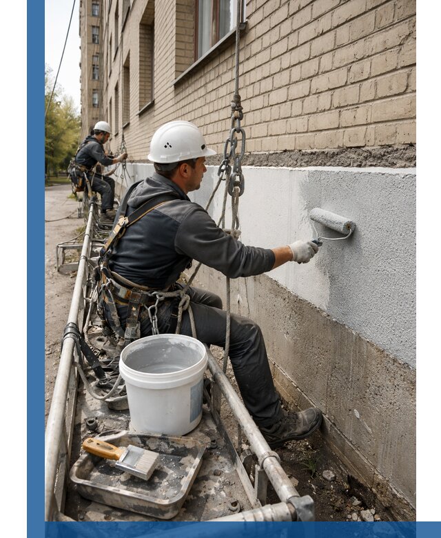 Окраска цоколя здания в Волгограде профессионально и надежно