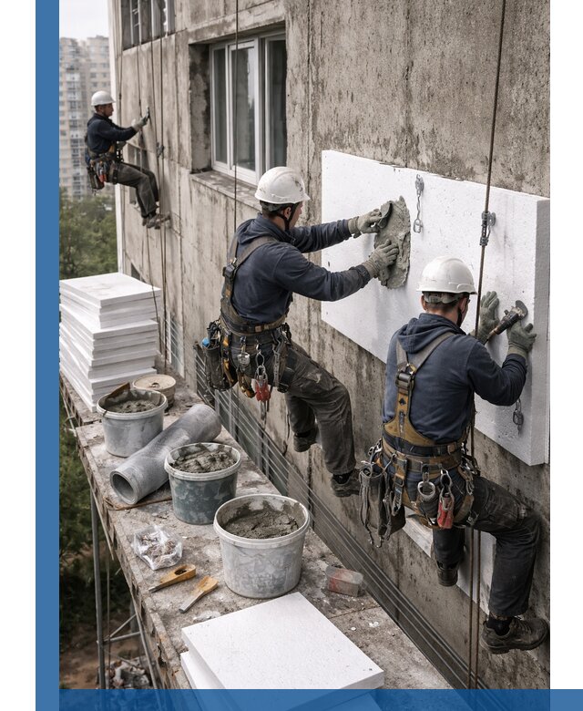 Утепление фасада пенополистиролом в Волгограде под ключ