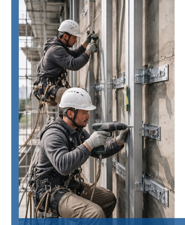 Монтаж и крепление подсистемы вентфасада в Волгограде