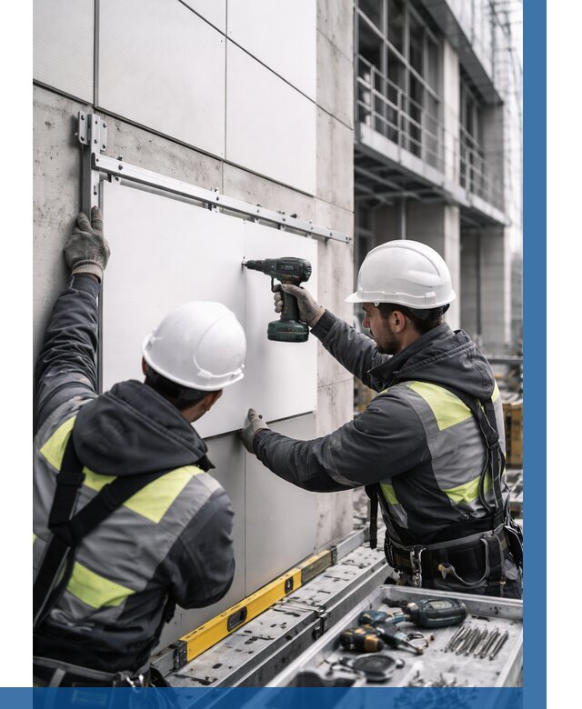 Монтаж композитных панелей фасада в Волгограде от 2598 р. | ВЫСОТНИК-Влг