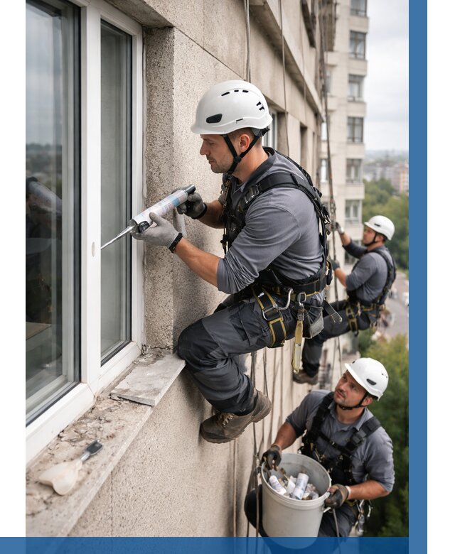 Герметизация оконных швов снаружи в Волгограде от 1559 р. | ВЫСОТНИК-Влг