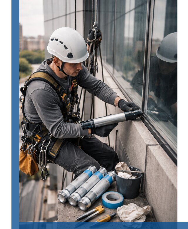 Герметизация стыков витража в Волгограде для герметичных фасадов