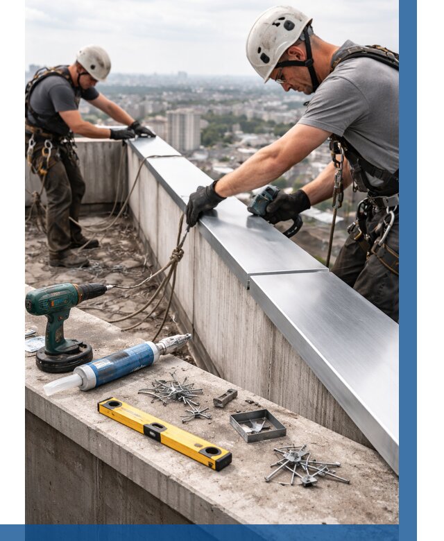 Монтаж парапетных крышек в Волгограде от 831 р. | ВЫСОТНИК-Влг