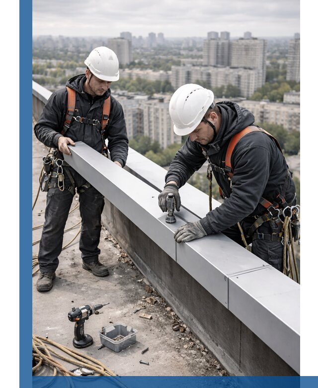 Монтаж парапетных крышек и ограждений кровли в Волгограде