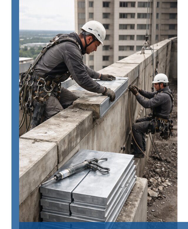 Замена парапетных крышек и установка новых в Волгограде