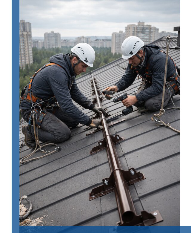 Монтаж снегозадержателей на кровле зданий в Волгограде под ключ