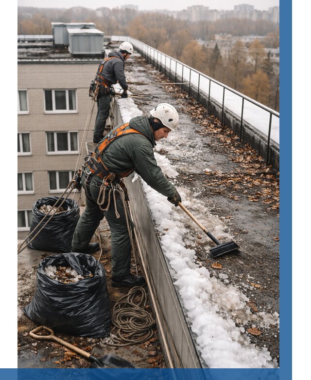 Очистка кровли по периметру в Волгограде от 572 р. | ВЫСОТНИК-Влг