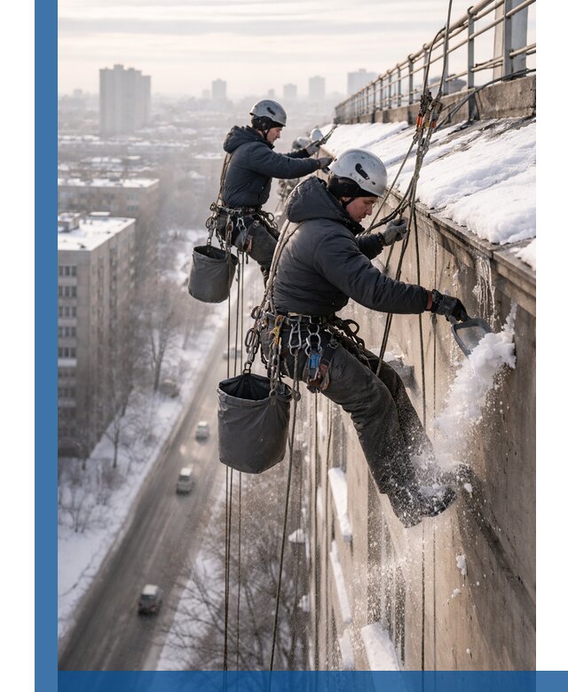 Очистка карнизов от снега в Волгограде профессионально и безопасно