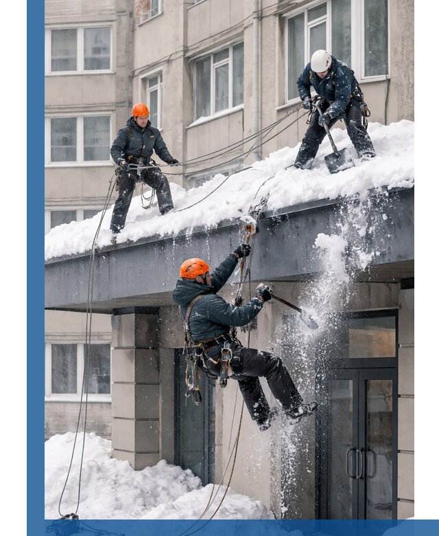 Безопасная очистка навесов от снега в Волгограде круглогодично