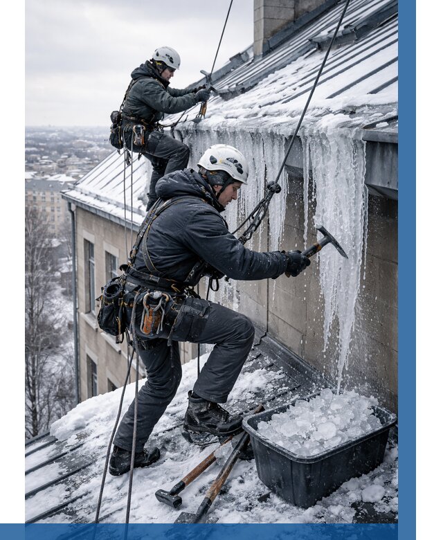 Удаление наледи с кровли в Волгограде от 5715 р. | ВЫСОТНИК-Влг