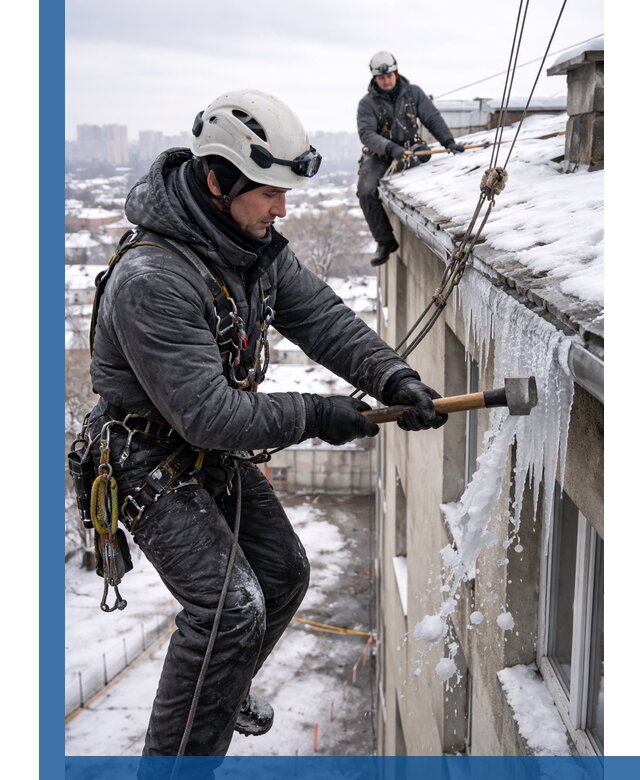 Сбивание и удаление сосулек с крыши в Волгограде безопасно
