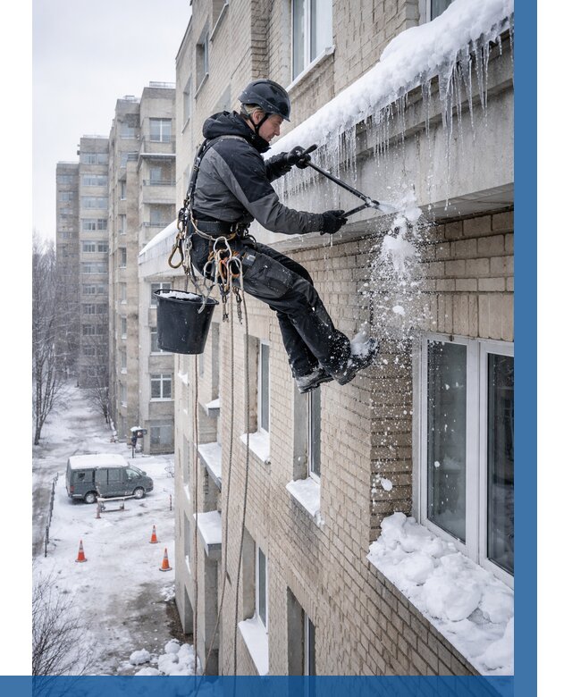 Удаление наледи с карнизов в Волгограде от 364 р. | ВЫСОТНИК-Влг