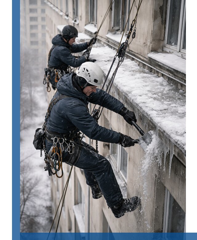 Удаление наледи и сосулек с карнизов в Волгограде профессионально