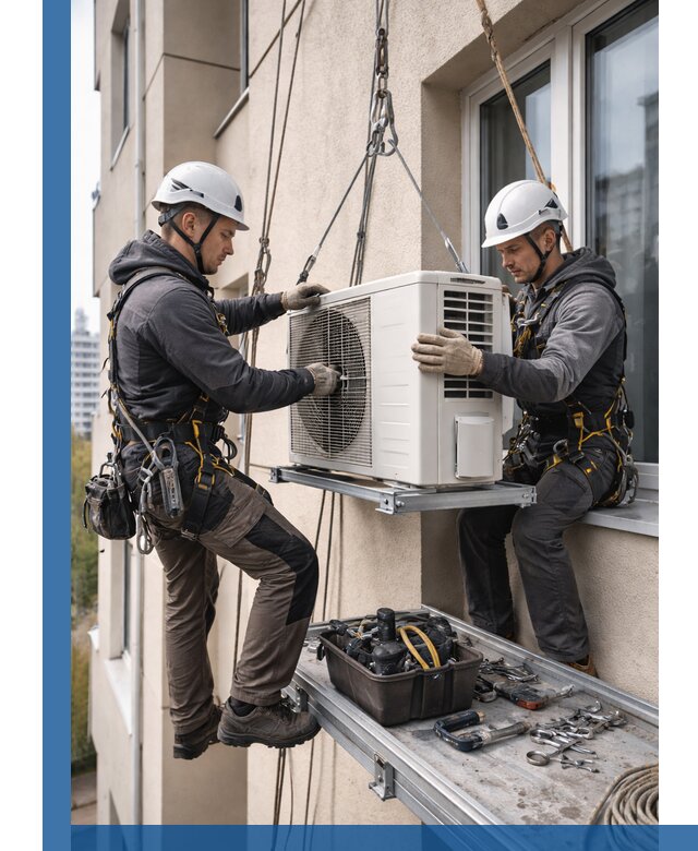 Перенос внешнего блока кондиционера в Волгограде с монтажом и крепежом