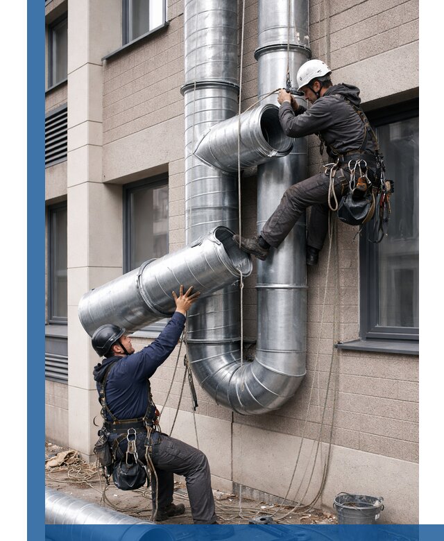 Монтаж фасадных воздуховодов в Волгограде с герметизацией и крепежом