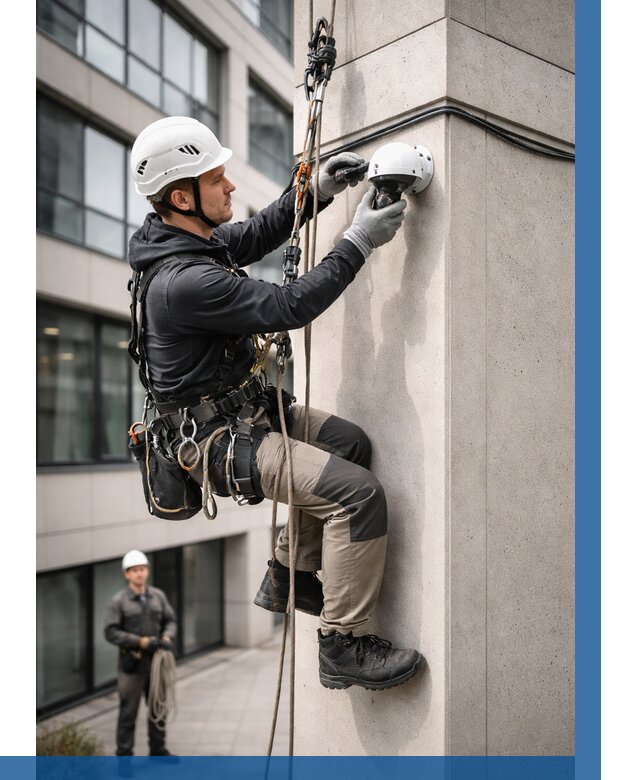 Монтаж камер видеонаблюдения на фасаде в Волгограде от 8832 р.-ВЫСОТНИК-Влг