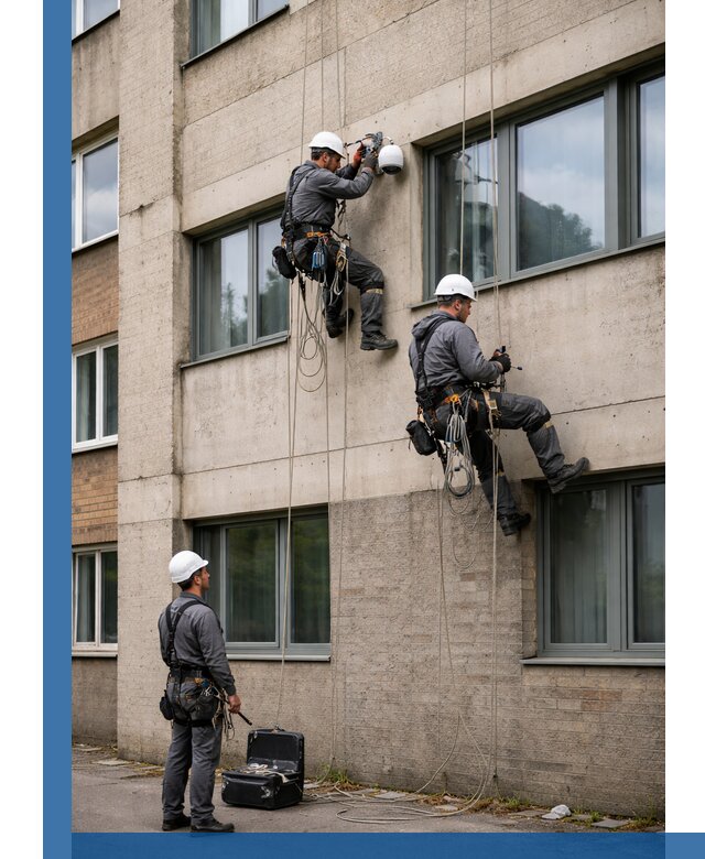 Монтаж фасадных камер видеонаблюдения в Волгограде под ключ