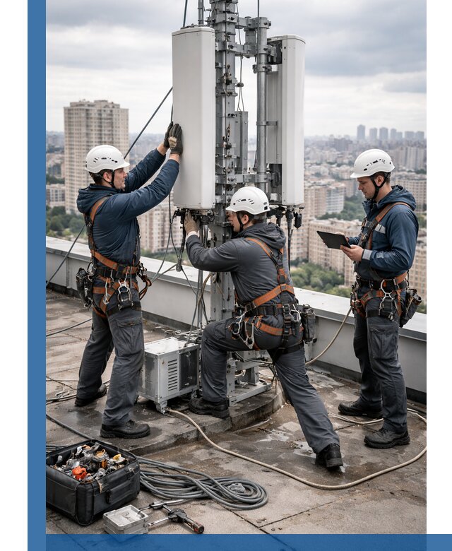 Монтаж антенн связи на крыше в Волгограде с вводом в эксплуатацию