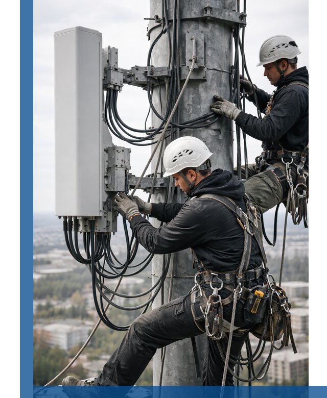 Монтаж оборудования связи на мачте в Волгограде с пусконаладкой