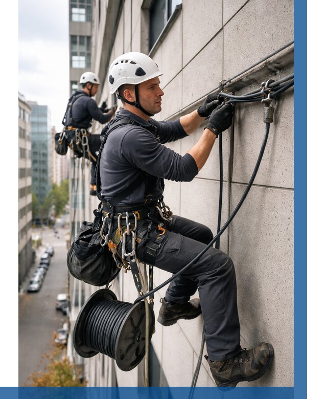 Прокладка кабеля по фасаду в Волгограде от 364 р. | ВЫСОТНИК-Влг