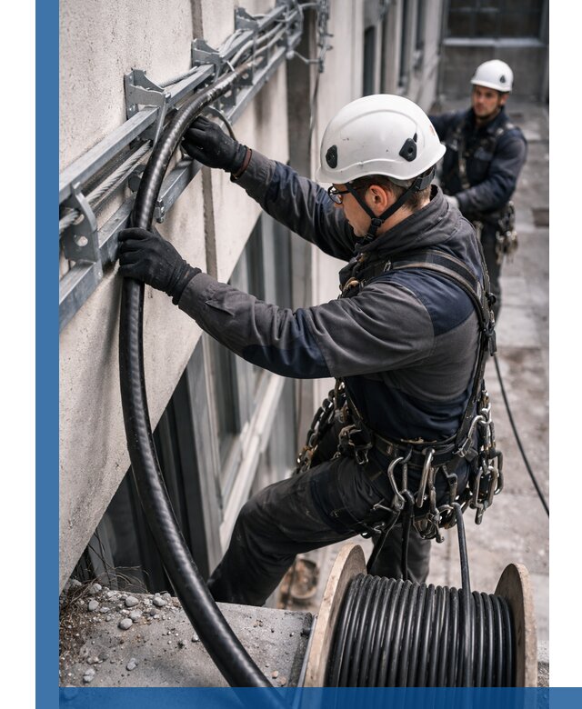 Протяжка кабеля питания на высоте в Волгограде с гарантией безопасности и качества