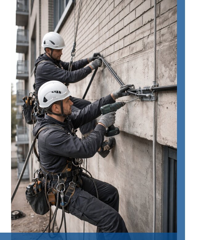 Крепление кабеля на фасаде в Волгограде от 364 р. | ВЫСОТНИК-Влг