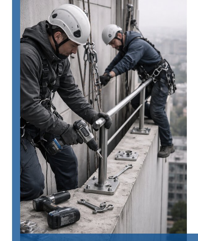 Монтаж перил на высоте в Волгограде для жилых и промобъектов