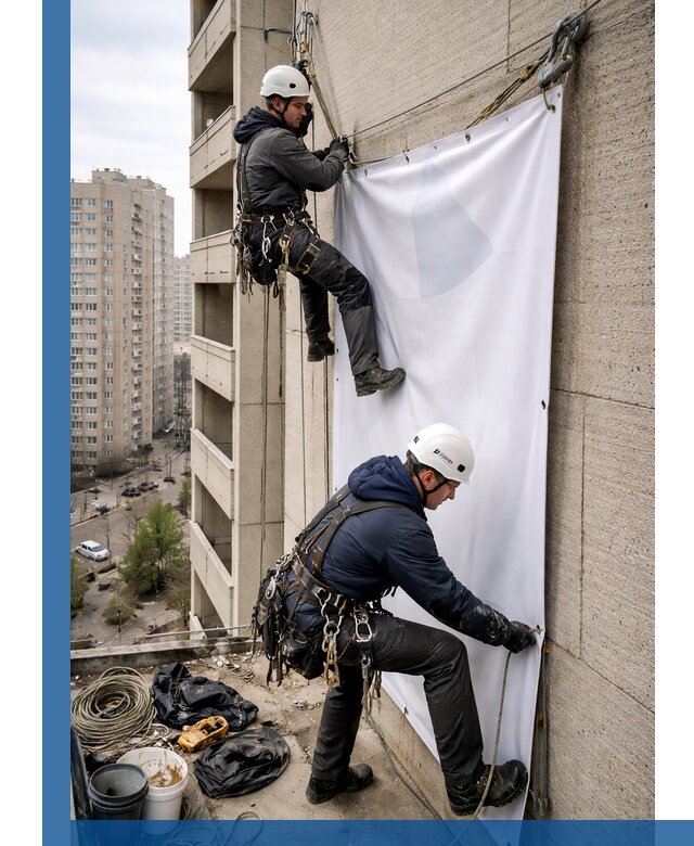 Профессиональный монтаж баннеров на фасаде в Волгограде