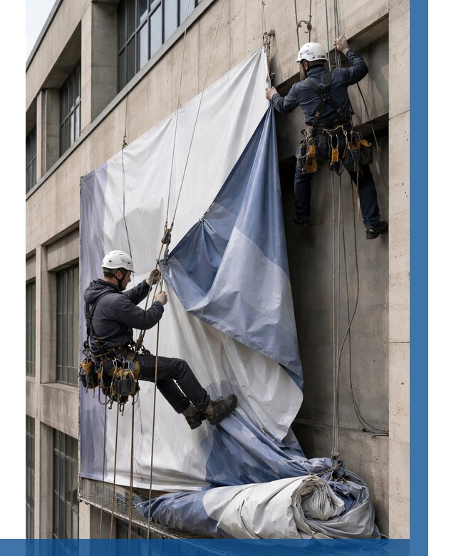 Демонтаж баннеров с фасада в Волгограде от 4676 р. | ВЫСОТНИК-Влг