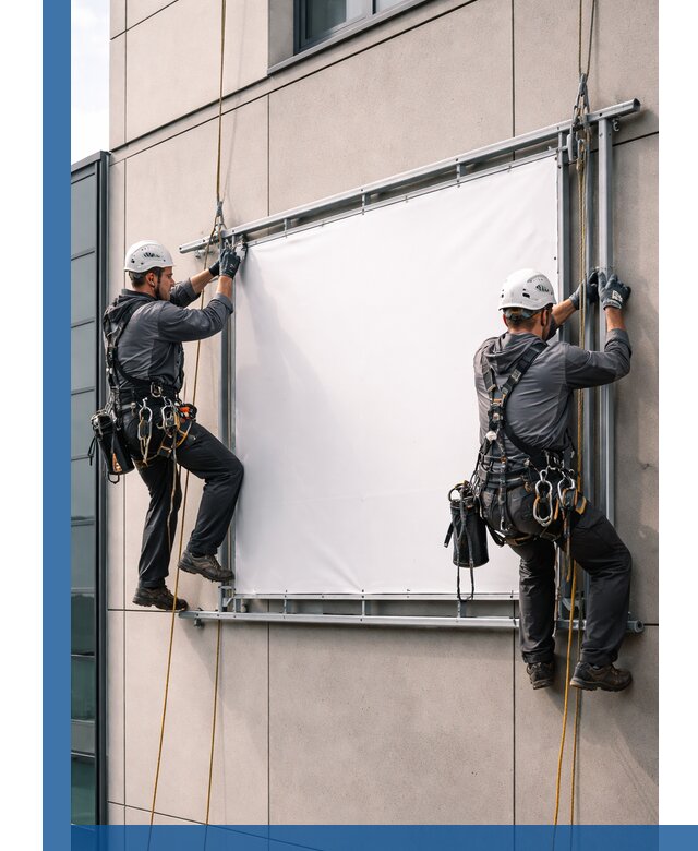 Монтаж наружной рекламной вывески в Волгограде под ключ