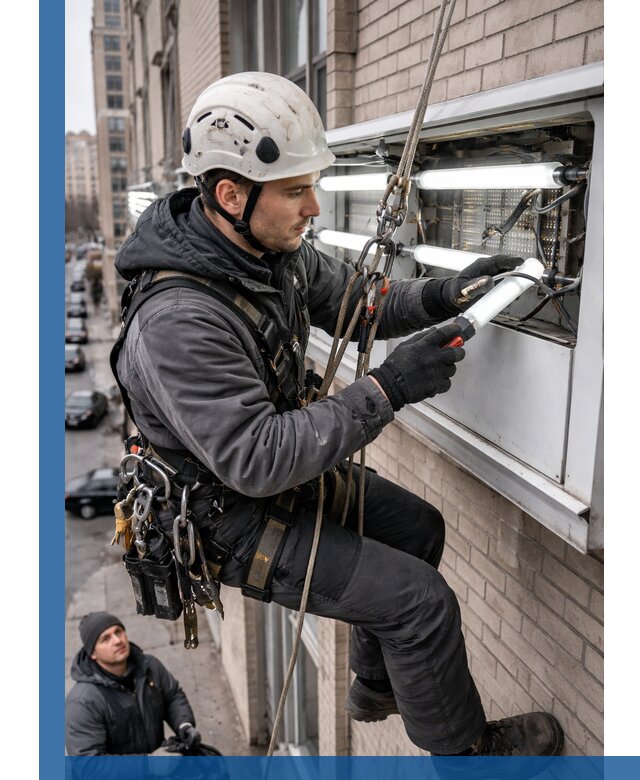 Профессиональная замена ламп в наружной вывеске в Волгограде