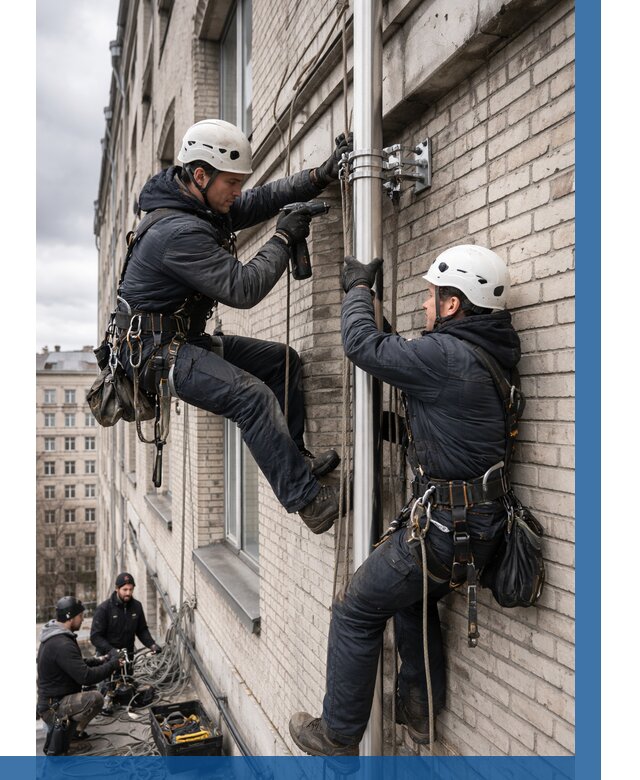 Монтаж флагштока на здании в Волгограде от 6754 р. | ВЫСОТНИК-Влг