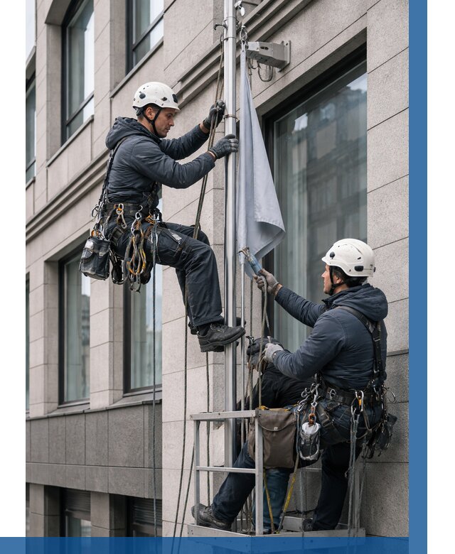 Установка флагов на фасаде в Волгограде от 4676 р. | ВЫСОТНИК-Влг