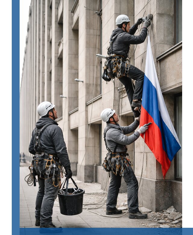 Профессиональная установка флагов на фасаде в Волгограде