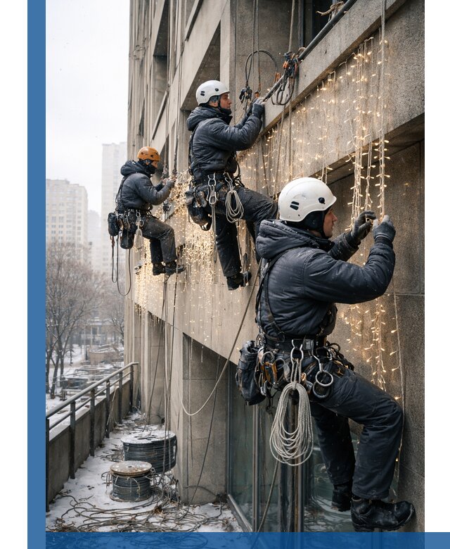 Монтаж новогодней иллюминации и украшение фасадов в Волгограде