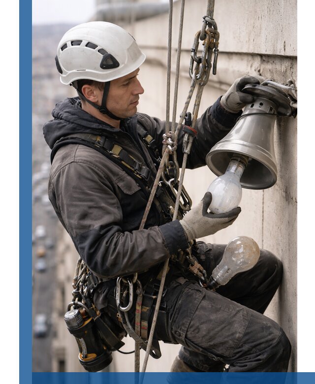 Замена ламп на высоте в Волгограде профессионально и быстро