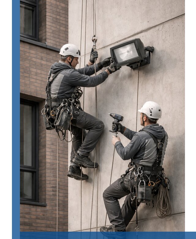 Профессиональный монтаж фасадных прожекторов в Волгограде под ключ