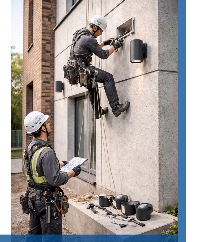 Монтаж фасадного освещения в Волгограде от 2598 р. | ВЫСОТНИК-Влг