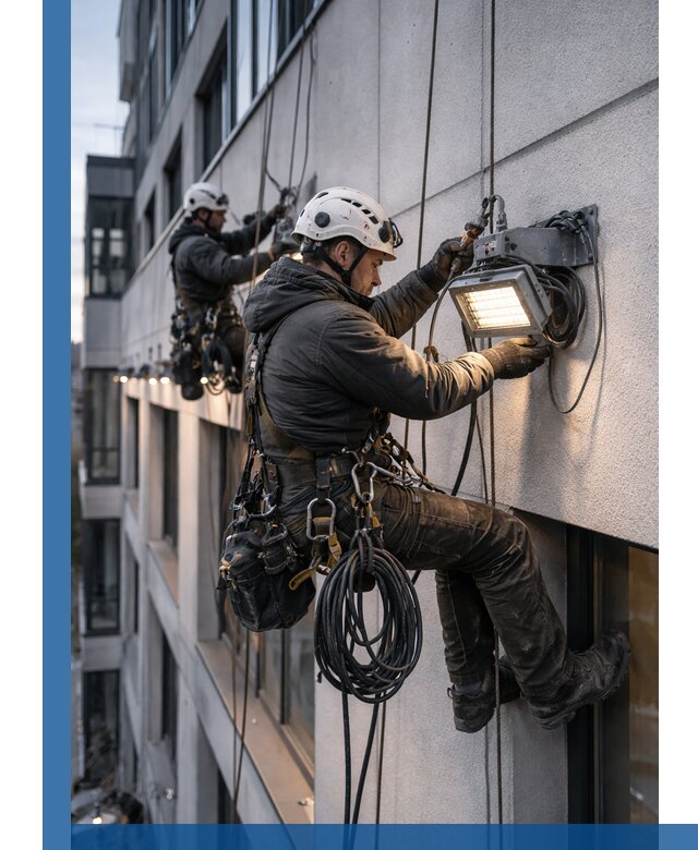 Монтаж фасадного освещения в Волгограде установка и подключение