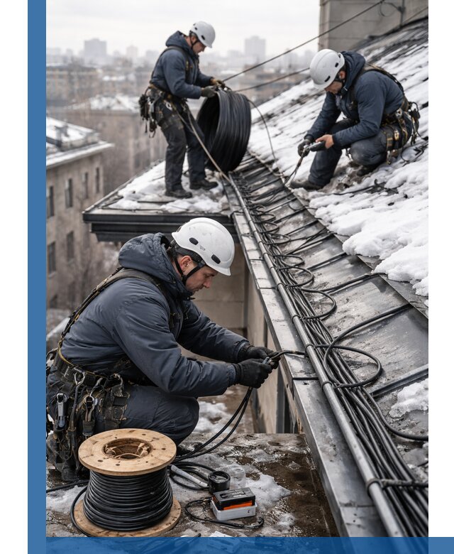 Монтаж греющего кабеля на кровле в Волгограде под ключ