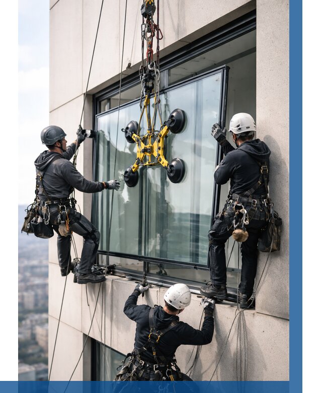 Монтаж стеклопакетов на высоте в Волгограде от 3325 р. | ВЫСОТНИК-Влг